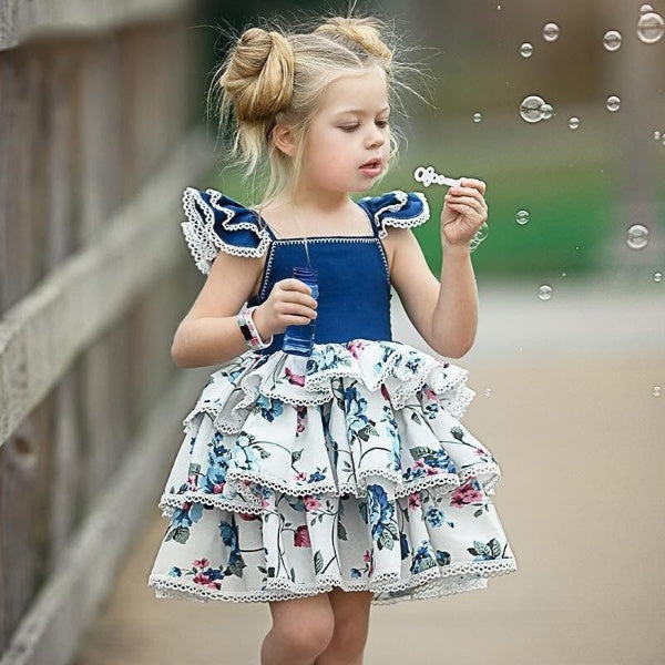 Toddler Blue Flower Dresses