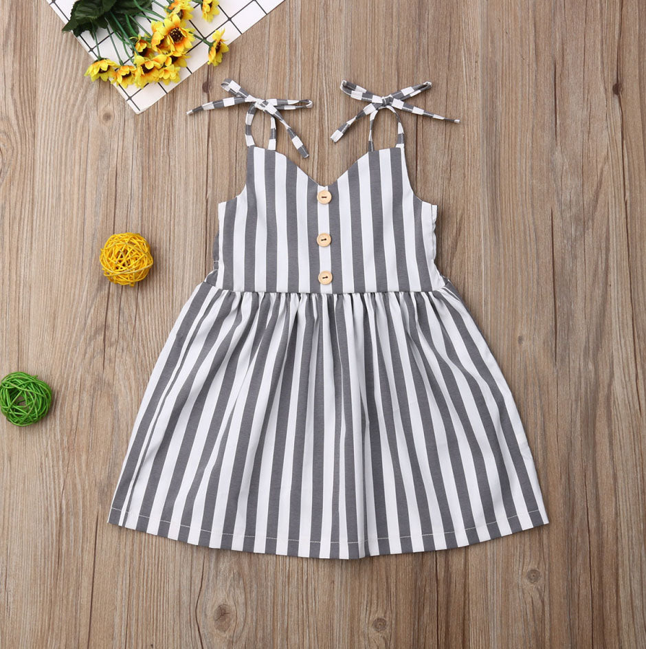 Girls Sleeveless Striped Sundress