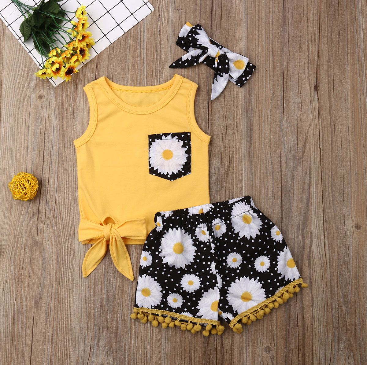 Toddler Kids Floral Tops T-Shirt Short Pants Outfit
