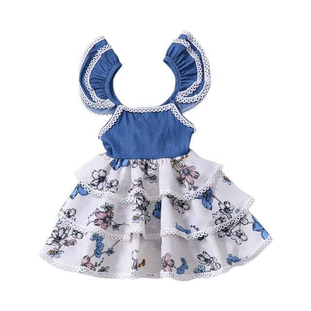 Toddler Blue Flower Dresses