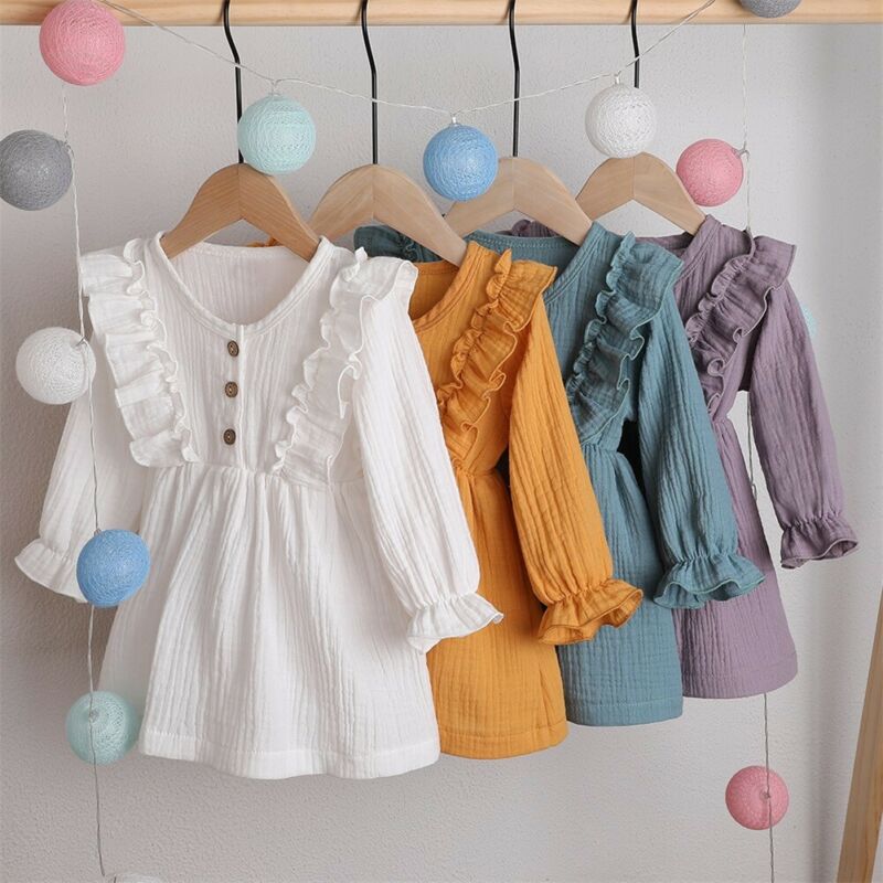 Girls Ruffle Long Sleeve Dress