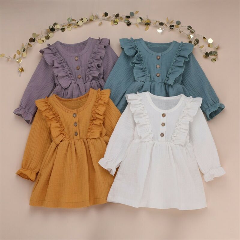 Girls Ruffle Long Sleeve Dress