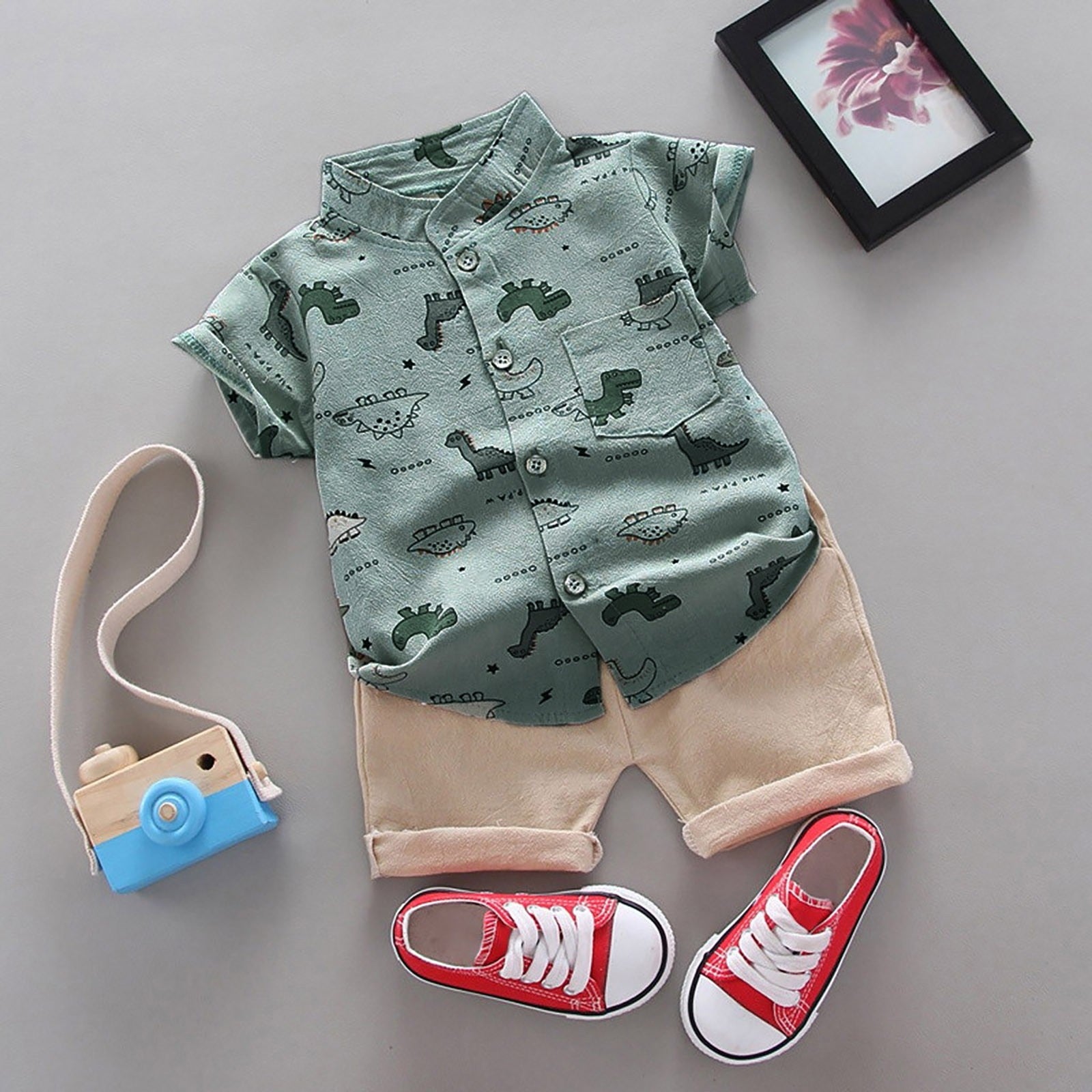 Toddler Boy 2 Pcs Dino Shorts Set