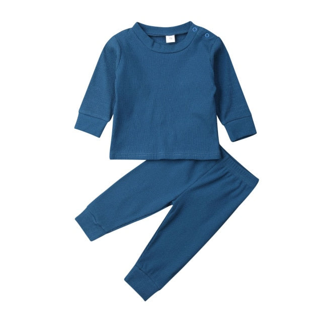 Knitted Cotton Long Sleeve Shirt and Pant Set