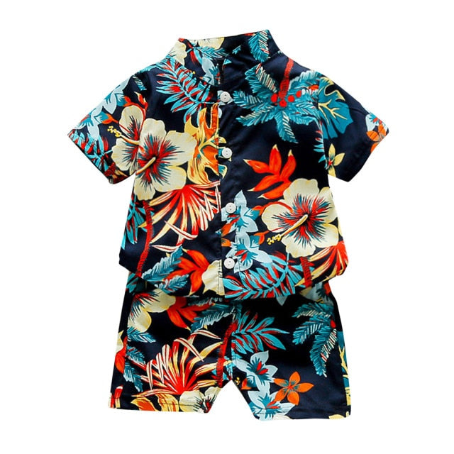 Toddler Printed Flower Leaf Short Set